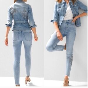 White House Black Market Light Blue Skinny Ankle Everyday Soft Beaded Jeans
